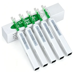 Fiber Optic Cleaning Pen for 2.5mm SC/FC/ST Connectors, Push-Action Cleaner with Extendable Probe, UPC/APC Compatible, 800+ Cleans, ESD-Safe- 5 Pack Fiber Optic Cleaning Pen for 2.5mm SC/FC/ST Connectors, Push-Action Cleaner with Extendable Probe, UPC/APC Compatible, 800+ Cleans, ESD-Safe- 5 Pack
