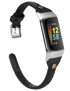 Slim Leather Band Compatible with Fitbit Charge 5/Charge 6 Bands Thin Leather Watch Strap Replacement Wristband Accessories for Fitbit Charge 6 5 Band Women Men Slim Leather Band Compatible with Fitbit Charge 5/Charge 6 Bands Thin Leather Watch Strap Replacement Wristband Accessories for Fitbit Charge 6 5 Band Women Men