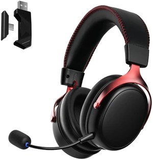Verge S9 Ultra Lightweight Wireless Gaming Headset, Quad Mode 2.4G, BT, Wired Connectivity Headset with Noise Cancelling Mic, Compatible with PS PC Phone, Design for Comfort, Black & Red Verge S9 Ultra Lightweight Wireless Gaming Headset, Quad Mode 2.4G, BT, Wired Connectivity Headset with Noise Cancelling Mic, Compatible with PS PC Phone, Design for Comfort, Black & Red