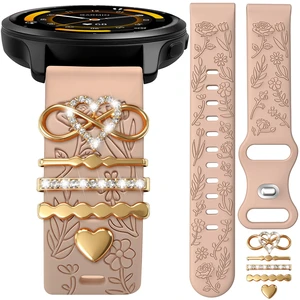Silicone Band Compatible with Garmin Venu 4 41mm/Venu 3S/Vivoactive 4S/Venu 2S, 18mm Replacement Strap for Vivomove 3S/Forerunner 255S/265S with Decorative Charms Accessories Women Silicone Band Compatible with Garmin Venu 4 41mm/Venu 3S/Vivoactive 4S/Venu 2S, 18mm Replacement Strap for Vivomove 3S/Forerunner 255S/265S with Decorative Charms Accessories Women