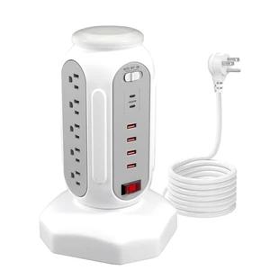Power Strip Tower 15 Outlets 6 USB Ports, Surge Protector with Colorful Led-Light & PD 30W USB-C Fast Charger, Desktop Charging Station with 6.5ft Heavy Duty (White) Power Strip Tower 15 Outlets 6 USB Ports, Surge Protector with Colorful Led-Light & PD 30W USB-C Fast Charger, Desktop Charging Station with 6.5ft Heavy Duty (White)