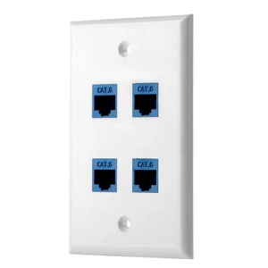 Cat6 Keystone Ethernet Wall Plate Female to Female - White (4 Port) Cat6 Keystone Ethernet Wall Plate Female to Female - White (4 Port)