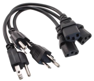 CablesOnline 3-Pack 1ft. Short 3-Conductor PC Power Cord, 18AWG NEMA 5-15P to IEC-60320-C13 Cable, PC-111-3 CablesOnline 3-Pack 1ft. Short 3-Conductor PC Power Cord, 18AWG NEMA 5-15P to IEC-60320-C13 Cable, PC-111-3