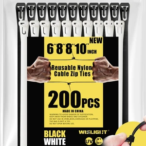 200 pcs Heavy Duty 6+8(Small)+8+10 Inchx0.3inch 120 Lbs Tensile Strength,Reusable Releasable Adjustable Nylon Cable Zip Ties, Assorted Black & White, Multi-Purpose Self-Locking Wire Ties 200 pcs Heavy Duty 6+8(Small)+8+10 Inchx0.3inch 120 Lbs Tensile Strength,Reusable Releasable Adjustable Nylon Cable Zip Ties, Assorted Black & White, Multi-Purpose Self-Locking Wire Ties