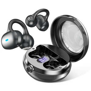 Open Ear Headphones, Bluetooth 5.4 Clip On Headphones, 40H Playtime Wireless Stereo Earbuds with LED Digital Display, Lightweight Stylish Open Earphones for Daily Use, Commuting and Travel Relax