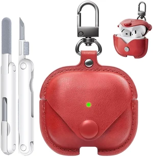 for Airpods 5/4 Case Leather, AirPods Case with Keychain & Cleaner Kit for Apple Airpods 5/4th Generation (2026/2024), Full Protective Leather Case Cover for Men Women (Red) for Airpods 5/4 Case Leather, AirPods Case with Keychain & Cleaner Kit for Apple Airpods 5/4th Generation (2026/2024), Full Protective Leather Case Cover for Men Women (Red)