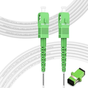 10m/33ft SC/APC to SC/APC Optic Fiber Internet Cable, OS2 Armored Single Mode Fiber Cable - Simplex - Length Option: 1m-30m, 9/125um LSZH White OD-3.0mm 10m/33ft SC/APC to SC/APC Optic Fiber Internet Cable, OS2 Armored Single Mode Fiber Cable - Simplex - Length Option: 1m-30m, 9/125um LSZH White OD-3.0mm