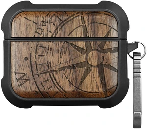 Solid Wood Case for AirPods Pro 3, The Incomplete Compass, Walnut AirPods Pro Case 3rd Generation, Titanium metal Quick-Release Keychain, Compatible with Wireless Charging, Wood-Engraved Solid Wood Case for AirPods Pro 3, The Incomplete Compass, Walnut AirPods Pro Case 3rd Generation, Titanium metal Quick-Release Keychain, Compatible with Wireless Charging, Wood-Engraved