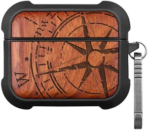 Solid Wood Case for AirPods Pro 3, The Incomplete Compass, Rosy AirPods Pro Case 3rd Generation, Titanium metal Quick-Release Keychain, Compatible with Wireless Charging, Wood-Engraved Solid Wood Case for AirPods Pro 3, The Incomplete Compass, Rosy AirPods Pro Case 3rd Generation, Titanium metal Quick-Release Keychain, Compatible with Wireless Charging, Wood-Engraved