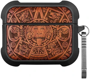 Solid Wood Case for AirPods Pro 3, The Maya Calendar, Rosy AirPods Pro Case 3rd Generation, Titanium metal Quick-Release Keychain, Compatible with Wireless Charging, Wood-Engraved Solid Wood Case for AirPods Pro 3, The Maya Calendar, Rosy AirPods Pro Case 3rd Generation, Titanium metal Quick-Release Keychain, Compatible with Wireless Charging, Wood-Engraved