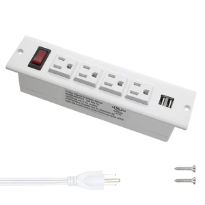 Recessed Power Strip Socket with USB Ports Mountable Desk Power Outlet Desktop Power Strip 4 AC Outlets 2 USB Ports for Conference Cabinet Sofa Countertop UL Listed Recessed Power Strip Socket with USB Ports Mountable Desk Power Outlet Desktop Power Strip 4 AC Outlets 2 USB Ports for Conference Cabinet Sofa Countertop UL Listed