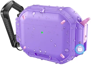 for AirPods Pro 3 Case, IP68 Waterproof Military Grade Protective Cover for AirPods Pro 3rd Gen, Anti-Scratch Hard Shell Cover with Secure Lock, Keychain & Phone Stand (2025), Purper for AirPods Pro 3 Case, IP68 Waterproof Military Grade Protective Cover for AirPods Pro 3rd Gen, Anti-Scratch Hard Shell Cover with Secure Lock, Keychain & Phone Stand (2025), Purper