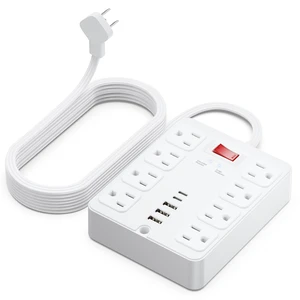 13 in 1 Surge Protector Power Strip Flat Plug 8 Widely AC Outlet 3 USB Ports,1250W/10A15 ft Extension Cord with Multiple Outlets, Desk Extender for Dorm, Home,TravelOffice Essentials,ETL Listed 13 in 1 Surge Protector Power Strip Flat Plug 8 Widely AC Outlet 3 USB Ports,1250W/10A15 ft Extension Cord with Multiple Outlets, Desk Extender for Dorm, Home,TravelOffice Essentials,ETL Listed