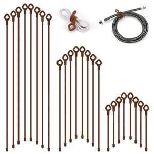 Twist Ties - Silicone Cable Ties with Holes, Rubber Twist Ties for Cords, 24PK (6inch, 12inch, 18inch) Reusable Gear Ties for Bundling and Holding, Indoor and Outdoor Use(Brown) Twist Ties - Silicone Cable Ties with Holes, Rubber Twist Ties for Cords, 24PK (6inch, 12inch, 18inch) Reusable Gear Ties for Bundling and Holding, Indoor and Outdoor Use(Brown)