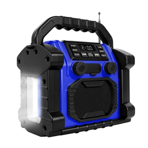 Outdoor Radios Waterproof Bluetooth Speaker 8000mAh Battery 30W IPX 66, Cell Phone Charging, Portable with LED Lights, Anticollision Fm Clock Radios for Workshop/Outdoor/Camping (Blue) Outdoor Radios Waterproof Bluetooth Speaker 8000mAh Battery 30W IPX 66, Cell Phone Charging, Portable with LED Lights, Anticollision Fm Clock Radios for Workshop/Outdoor/Camping (Blue)