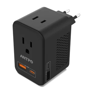 ANTPO 220V to 110V Voltage Converter US to Europe with 2 USB Port 2 USB C PD 20W,2 AC Outlets Travel Converter for European Travel Power Adapter Combo for Germany France Italy Spain (Black) ANTPO 220V to 110V Voltage Converter US to Europe with 2 USB Port 2 USB C PD 20W,2 AC Outlets Travel Converter for European Travel Power Adapter Combo for Germany France Italy Spain (Black)
