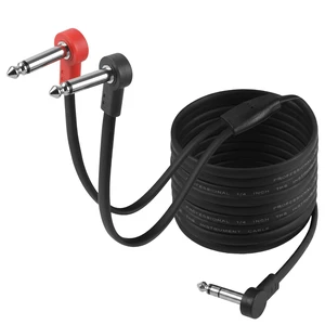1/4" TRS Stereo to Dual 1/4" TS Y-Splitter Insert Cable - 10 ft 6.35mm Right Angle Male to Male Audio Cord for Amplifiers, Mixers, Studio Equipment 1/4" TRS Stereo to Dual 1/4" TS Y-Splitter Insert Cable - 10 ft 6.35mm Right Angle Male to Male Audio Cord for Amplifiers, Mixers, Studio Equipment