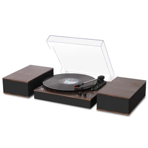 Bluetooth Record Player Turntable HiFi System with Bookshelf Speakers 3-Speed Belt-Drive Vinyl Turntable for Vinyl Records with Wireless Playback and Auto-Stop Bluetooth Record Player Turntable HiFi System with Bookshelf Speakers 3-Speed Belt-Drive Vinyl Turntable for Vinyl Records with Wireless Playback and Auto-Stop