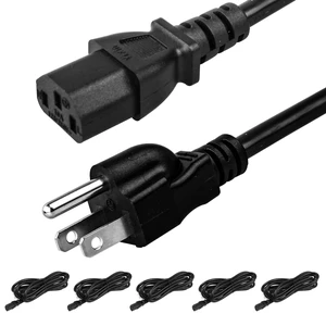 5 Pack 3-Prong Replacement Computer Power Cord 10FT AC Power Cord Cable for Electronics, TV, Computer, Printer, Radio, Monitor, Samsung, Dell, Vizio, LG, Asus, Laptop and More, 18 AWG 125 V 5 Pack 3-Prong Replacement Computer Power Cord 10FT AC Power Cord Cable for Electronics, TV, Computer, Printer, Radio, Monitor, Samsung, Dell, Vizio, LG, Asus, Laptop and More, 18 AWG 125 V