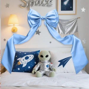 Giant Bow Decor, 83x20 Inches Blue Big Bow for Backdrop with Back Ribbon Satin Fabric, Double Sturdy Bow Shape,Strap Design, for Birthday Party Room Wedding Baby Shower Decorations Giant Bow Decor, 83x20 Inches Blue Big Bow for Backdrop with Back Ribbon Satin Fabric, Double Sturdy Bow Shape,Strap Design, for Birthday Party Room Wedding Baby Shower Decorations