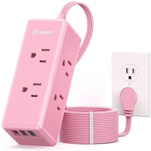 Pink Extension Cord 15 ft, Power Strip Long Cord,6 Outlets & 3 USB Ports (1 USB-C), Cute,Wall Mount for Home Office Dorm Desk Accessories Pink Extension Cord 15 ft, Power Strip Long Cord,6 Outlets & 3 USB Ports (1 USB-C), Cute,Wall Mount for Home Office Dorm Desk Accessories