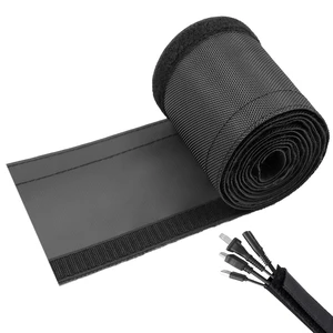 1" - 6.6Ft Hook and Loop Cable Sleeve, Wire Protector for Pets Flexible braided wire cover; Reversible split wrap; Cord management for TV, USB, audio, PC; Helps deter cat chewing; Black 1" - 6.6Ft Hook and Loop Cable Sleeve, Wire Protector for Pets Flexible braided wire cover; Reversible split wrap; Cord management for TV, USB, audio, PC; Helps deter cat chewing; Black