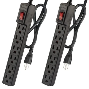 Power Strip Surge Protector 2-Pack 6 Outlets & 2 Ft Extension Cord, 1875W/15A 90 Joules, Overload & Surge Protection, Wall Mount for Home, ETL Listed Black Power Strip Surge Protector 2-Pack 6 Outlets & 2 Ft Extension Cord, 1875W/15A 90 Joules, Overload & Surge Protection, Wall Mount for Home, ETL Listed Black