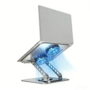 Laptop Stand with Cooling Fan, 360 Rotating Base Aluminum Laptop Riser, Foldable Ergonomic Computer Stand for Desk, Height Adjustable Notebook for All Laptops up to 17.3" (Silver) Laptop Stand with Cooling Fan, 360 Rotating Base Aluminum Laptop Riser, Foldable Ergonomic Computer Stand for Desk, Height Adjustable Notebook for All Laptops up to 17.3" (Silver)