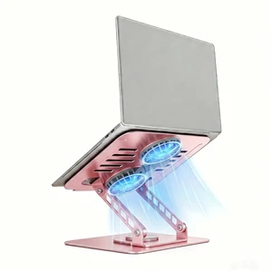 Laptop Stand with Cooling Fan, 360° Rotating Base Aluminum Laptop Riser, Foldable Ergonomic Computer Stand for Desk, Height Adjustable Notebook & All Laptops Up to 17.3" (Pink) Laptop Stand with Cooling Fan, 360° Rotating Base Aluminum Laptop Riser, Foldable Ergonomic Computer Stand for Desk, Height Adjustable Notebook & All Laptops Up to 17.3" (Pink)