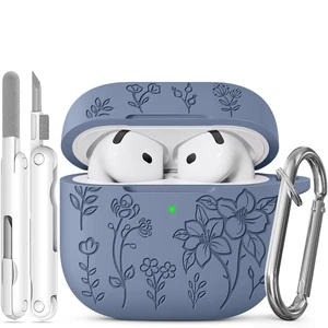 Flower Engraved Case for AirPods 5/4 Cover (2026/2024), Soft Silicone Case with Cleaner & Keychain for AirPods 5/4th Generation, for Women Girly, Anti-Scratch, Drop Protection Flower Engraved Case for AirPods 5/4 Cover (2026/2024), Soft Silicone Case with Cleaner & Keychain for AirPods 5/4th Generation, for Women Girly, Anti-Scratch, Drop Protection