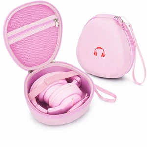 Hard Shell Kids Headphone Case for iClever for EarFun, Pink Protective Case With Cable Pocket and Handle for Foldable Kids Headphones for Home and Travel, Box Only Hard Shell Kids Headphone Case for iClever for EarFun, Pink Protective Case With Cable Pocket and Handle for Foldable Kids Headphones for Home and Travel, Box Only