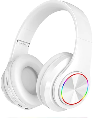 Wireless Bluetooth Headphones with Colorful LED Lights, White HiFi Stereo Sound,Light Weight,Foldable,Colorful Backlit,Rechageable,Over Ear Headset for PC/Travel/Class/Office/Kids/Adult Wireless Bluetooth Headphones with Colorful LED Lights, White HiFi Stereo Sound,Light Weight,Foldable,Colorful Backlit,Rechageable,Over Ear Headset for PC/Travel/Class/Office/Kids/Adult