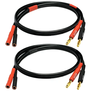 Banana Plugs Female to Male Extension Cable, 2-Pack (2 Feet) 12 Gauge 680 strand count soft silicone rubber cable Banana Plugs Female to Male Extension Cable, 2-Pack (2 Feet) 12 Gauge 680 strand count soft silicone rubber cable