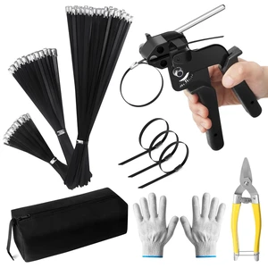 Metal Zip Ties Gun Set, Stainless Steel Zip Tie Tool with 150PCS Black Metal Zip Ties Heavy Duty Outdoor, Fastening Cutting Tie Tool Sets for Chain Link Fence, Exhaust Pipes, Automotive Metal Zip Ties Gun Set, Stainless Steel Zip Tie Tool with 150PCS Black Metal Zip Ties Heavy Duty Outdoor, Fastening Cutting Tie Tool Sets for Chain Link Fence, Exhaust Pipes, Automotive