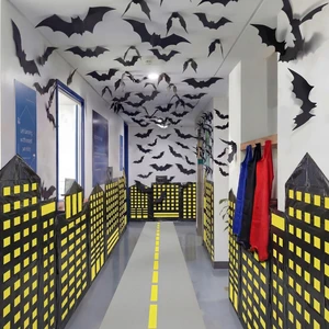 Bat Theme Party Decor Hero Halloween Birthday Backdrop 2 Pcs 8.2x3.3ft Skyscraper Backdrop, 9.8x1.3ft Road Rug, 120 Pcs 3D Bat Cutouts, Halloween Bat Backdrop, Hallway Wall Props Bat Theme Party Decor Hero Halloween Birthday Backdrop 2 Pcs 8.2x3.3ft Skyscraper Backdrop, 9.8x1.3ft Road Rug, 120 Pcs 3D Bat Cutouts, Halloween Bat Backdrop, Hallway Wall Props