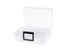 Photo Storage Box 5" x 7", 18 Inner Extra Large Photo Organizer Container, Plastic Craft Storage Box with Handle for Cards, Sticker, Seed, Scrapbooking, Craft, Classroom Supplies Photo Storage Box 5" x 7", 18 Inner Extra Large Photo Organizer Container, Plastic Craft Storage Box with Handle for Cards, Sticker, Seed, Scrapbooking, Craft, Classroom Supplies