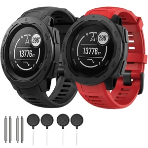 2 Pack Waterproof Bands Compatible with Garmin Instinct/Instinct 2 Bands 22mm Soft Silicone Replacement Wristbands for Garmin Instinct Esports/Solar/Tactical, (black+red) 2 Pack Waterproof Bands Compatible with Garmin Instinct/Instinct 2 Bands 22mm Soft Silicone Replacement Wristbands for Garmin Instinct Esports/Solar/Tactical, (black+red)