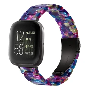 AWSMOR Compatible with Fitbit Versa 2 /Versa/Versa Lite Band Women men Resin Wristbands Strap with Metal Stainless Steel Buckle Replacement for Fitbit Versa 2 SmartwatchPurple Green Flower AWSMOR Compatible with Fitbit Versa 2 /Versa/Versa Lite Band Women men Resin Wristbands Strap with Metal Stainless Steel Buckle Replacement for Fitbit Versa 2 SmartwatchPurple Green Flower
