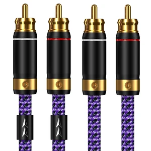 2 RCA to 2 RCA Audio Cable Heavy Duty 24K Gold-Plated Pure Copper Shell Oxygen-Free Copper for Home Theater HDTV Amplifiers Hi-Fi Systems Speakers - Purple Top Series (6.5FT/2m) 2 RCA to 2 RCA Audio Cable Heavy Duty 24K Gold-Plated Pure Copper Shell Oxygen-Free Copper for Home Theater HDTV Amplifiers Hi-Fi Systems Speakers - Purple Top Series (6.5FT/2m)
