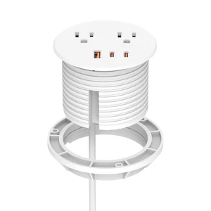 Desk Power Grommet, Recessed Power Strip with 2 AC Outlets, 2X 65W USB-C & 20W USB-A, 3" Cutout, 6.56FT Cord Ideal for Desks, Counters & Workspaces,Black Desk Power Grommet, Recessed Power Strip with 2 AC Outlets, 2X 65W USB-C & 20W USB-A, 3" Cutout, 6.56FT Cord Ideal for Desks, Counters & Workspaces,Black