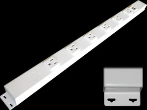 24 Hardwired Power Strip (NO Power Cord), 6 Tamper Resistant Outlets USB Ports (2 x Type A); WITH EARS (with mounting tabs on both ends); 15A (NOT 20Amp); White 24 Hardwired Power Strip (NO Power Cord), 6 Tamper Resistant Outlets USB Ports (2 x Type A); WITH EARS (with mounting tabs on both ends); 15A (NOT 20Amp); White