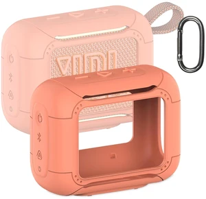 Silicone Cover Case for JBL Go 5 Portable Bluetooth Speaker Protective Case for Go 5 Speaker, Shockproof Drop-Protection Cover with Carabiner (Orange) Silicone Cover Case for JBL Go 5 Portable Bluetooth Speaker Protective Case for Go 5 Speaker, Shockproof Drop-Protection Cover with Carabiner (Orange)