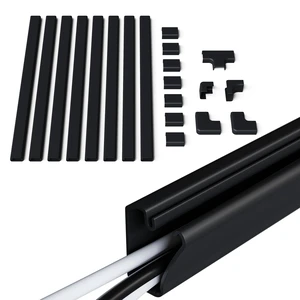 Cord Cover Raceway Kit - Peel & Stick Channel with 10' of Cable Hiders - Includes Connector Pack to Customize Your Cable Management - Black Cord Cover Raceway Kit - Peel & Stick Channel with 10' of Cable Hiders - Includes Connector Pack to Customize Your Cable Management - Black