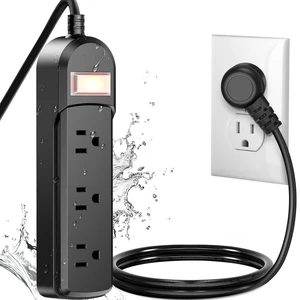 Outdoor Power Strip Weatherproof, 3 AC Outlets 3FT Extension Cord Wall Mountable, On/Off Switch, 13A/1625W Heavy Duty, for Patio Garden RV Outdoor Outdoor Power Strip Weatherproof, 3 AC Outlets 3FT Extension Cord Wall Mountable, On/Off Switch, 13A/1625W Heavy Duty, for Patio Garden RV Outdoor