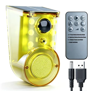 Solar Outdoor Motion Sensor Alarm - Dog Barking & Gunshot Sound, Volume Adjustment, Motion Detector Alarm,120dB Noise with Flashing Light to Deter Raccoon, Deer, Skunk, Bear, Coyote (Yellow 1Pack) Solar Outdoor Motion Sensor Alarm - Dog Barking & Gunshot Sound, Volume Adjustment, Motion Detector Alarm,120dB Noise with Flashing Light to Deter Raccoon, Deer, Skunk, Bear, Coyote (Yellow 1Pack)
