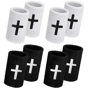 4 Sets Cross Wristbands, Christian Sweatbands, Black and White Polyester Cotton, Absorbent Sweat Wristbands, Faith Inspirational, Football Basketball Running, Sports Gym, Men Women Gifts 4 Sets Cross Wristbands, Christian Sweatbands, Black and White Polyester Cotton, Absorbent Sweat Wristbands, Faith Inspirational, Football Basketball Running, Sports Gym, Men Women Gifts