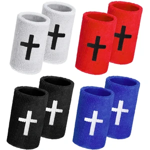 4 Sets Cross Wristbands, Christian Sweatbands, Bright Color Polyester Cotton, Absorbent Sweat Wristbands, Faith Inspirational, Football Basketball Running, Sports Gym, Men Women Gifts 4 Sets Cross Wristbands, Christian Sweatbands, Bright Color Polyester Cotton, Absorbent Sweat Wristbands, Faith Inspirational, Football Basketball Running, Sports Gym, Men Women Gifts