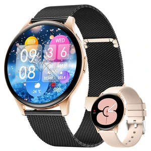 Smart Watch for Women, 1.43" AMOLED Screen Smartwatch with Answer/Make Call for iPhone/Android/Samsung,Fitness Tracker with 120+ Sport Modes,Health Monitor, IP68 Waterproof,2 Bands,Black Gold Smart Watch for Women, 1.43" AMOLED Screen Smartwatch with Answer/Make Call for iPhone/Android/Samsung,Fitness Tracker with 120+ Sport Modes,Health Monitor, IP68 Waterproof,2 Bands,Black Gold