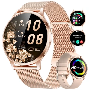 Thin Smart Watch for Women, 1.32" AMOLED Ladies Smart Watches, 100+ Sports Mode Fitness Tracker, IP68 Waterproof Watches with Bluetooth Call/Sleep, Smartwatch for Android iOS, Rosegold#2 Thin Smart Watch for Women, 1.32" AMOLED Ladies Smart Watches, 100+ Sports Mode Fitness Tracker, IP68 Waterproof Watches with Bluetooth Call/Sleep, Smartwatch for Android iOS, Rosegold#2