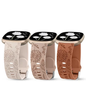 3 Packs Floral Engraved Band Compatible with Fitbit Versa 4/Versa 3/Sense 2/Sense Band Women, Cute Soft Silicone Dandelion Flower Pattern Sport Designer Fancy Summer Strap for Versa 4 3 Packs Floral Engraved Band Compatible with Fitbit Versa 4/Versa 3/Sense 2/Sense Band Women, Cute Soft Silicone Dandelion Flower Pattern Sport Designer Fancy Summer Strap for Versa 4